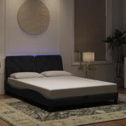 vidaXL Sängram med LED-belysning svart 140x200 cm sammet