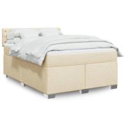 vidaXL Ramsäng med madrass gräddvit 140x200 cm tyg