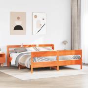 vidaXL Sängram utan madrass vaxbrun 200x200 cm massiv furu