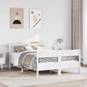 vidaXL Sängram utan madrass vit 120x190 cm massiv furu