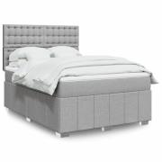 vidaXL Ramsäng med madrass ljusgrå 140x190 cm tyg