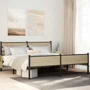 vidaXL Sängram utan madrass metall sonoma-ek 180x200 cm