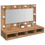vidaXL Spegelskåp med LED Artisan ek 90x31,5x62 cm