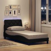 vidaXL Bed Frame with LED without Mattress Black 90x200 cm Fabric