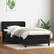 vidaXL Ramsäng med madrass svart 80x220 cm sammet