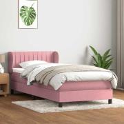 vidaXL Ramsäng med madrass rosa 100x210 cm sammet