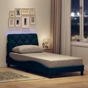 vidaXL Bed Frame with LED without Mattress Blue 80x200 cm Fabric
