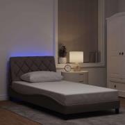 vidaXL Bed Frame with LED without Mattress Taupe 100x200 cm Fabric