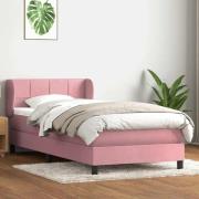 vidaXL Ramsäng med madrass rosa 100x210 cm sammet