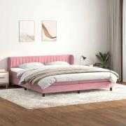 vidaXL Resårsäng med resårmadrasser rosa 200x210 cm sammet