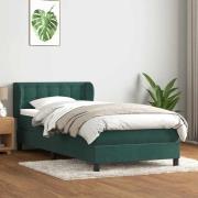 vidaXL Ramsäng med madrass mörkgrön 90x220 cm sammet