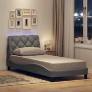 vidaXL Bed Frame with LED without Mattress Light Grey 90x200 cm Fabric