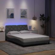 vidaXL Bed Frame with LED without Mattress Light Grey 120x200 cm Fabri...