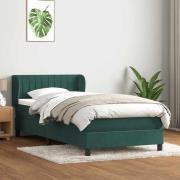 vidaXL Ramsäng med madrass mörkgrön 90x210 cm sammet
