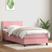 vidaXL Ramsäng med madrass rosa 100x210 cm sammet