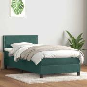 vidaXL Ramsäng med madrass mörkgrön 90x220 cm sammet