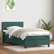 vidaXL Ramsäng med madrass mörkgrön 90x220 cm sammet