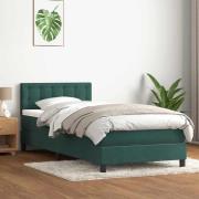 vidaXL Ramsäng med madrass mörkgrön 90x210 cm sammet