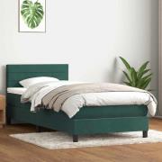 vidaXL Ramsäng med madrass mörkgrön 100x210 cm sammet