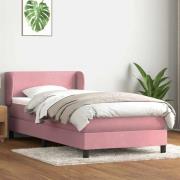 vidaXL Ramsäng med madrass rosa 100x220 cm sammet