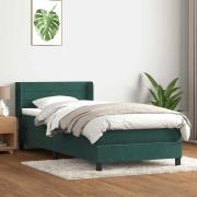 vidaXL Ramsäng med madrass mörkgrön 90x220 cm sammet