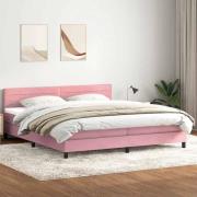 vidaXL Ramsäng med madrass rosa 200x210 cm sammet
