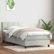 vidaXL Ramsäng med madrass ljusgrå 80x210 cm sammet