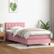 vidaXL Ramsäng med madrass rosa 100x220 cm sammet