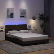 vidaXL Bed Frame with LED without Mattress Dark Brown 140x200 cm Fabri...
