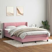 vidaXL Ramsäng med madrass rosa 140x210 cm sammet