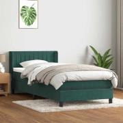 vidaXL Ramsäng med madrass mörkgrön 100x210 cm sammet