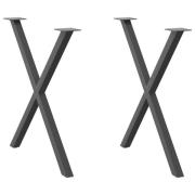 vidaXL Matbordsben X-formade 2 st antracit 70x(72-73) cm stål