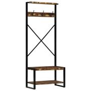 vidaXL Klädhängare flerfärgad 80x40x190 cm massivt trä återvunnet
