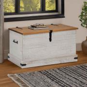 vidaXL Förvaringskista HALDEN vit 91x48x47 cm massiv trä furu