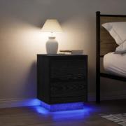 vidaXL Sängbord med LED-lampor 2 st svart 38x34x50 cm