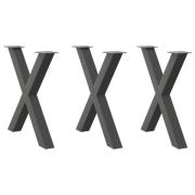 vidaXL Matbordsben X-formade 3 st antracit 80x(72-73) cm stål