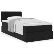 vidaXL Ottoman sängram med madrass svart 100x200 cm sammet