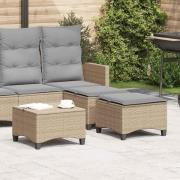 vidaXL Trädgårdspallar med dynor 2 st, beige 55x55x36 cm konstrotting