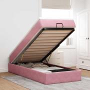 vidaXL Ottoman sängram med madrass rosa 90x200 cm sammet