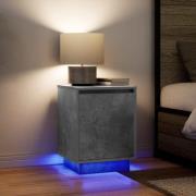 vidaXL Sängbord med LED-lampor 2 st betonggrå 38x34x50 cm