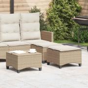 vidaXL Trädgårdspallar med dynor 2 st, beige 55x55x36 cm konstrotting