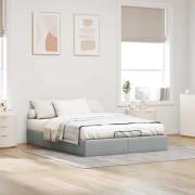 vidaXL Ottoman sängram utan madrass ljusgrå 140x200 cm tyg