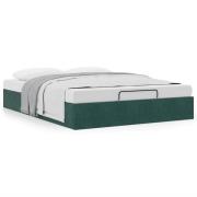 vidaXL Ottoman sängram utan madrass mörkgrön 140x190 cm sammet