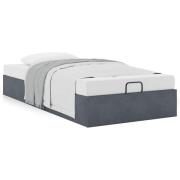 vidaXL Ottoman sängram utan madrass mörkgrå 100x200 cm sammet