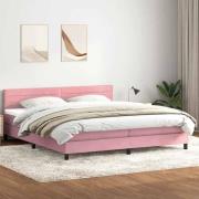 vidaXL Resårsäng med madrass rosa 180x220 cm sammet