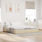 vidaXL Ottoman sängram utan madrass gräddvit 180x200 cm tyg
