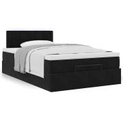 vidaXL Ottoman sängram med madrass svart 120x200 cm sammet