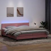 vidaXL Resårsäng med madrass rosa 180x220 cm sammet