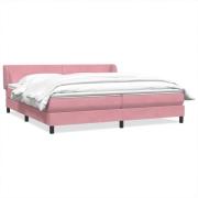vidaXL Resårsäng med resårmadrasser rosa 180x220 cm sammet