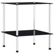 vidaXL Hylla 2 hyllplan svart 40x40x47 cm härdat glas